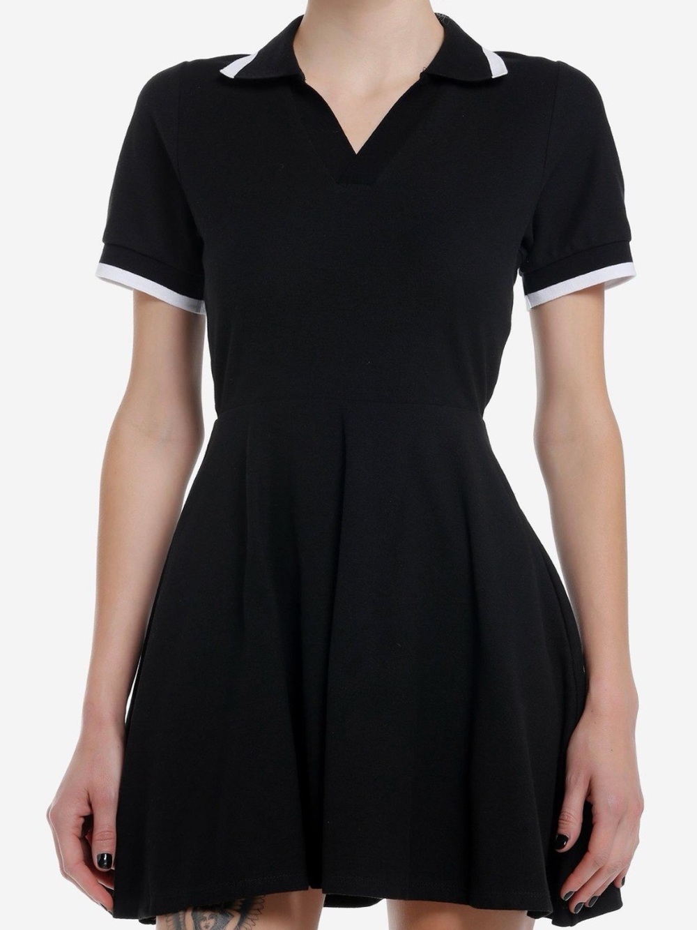 Black Skater Dress with White Trim